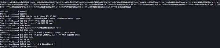 Hashcat cracking the AS-REP hash